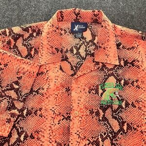 Florida A&M FAMU Rattlers Orange Snake Skin Short Sleeve Button Shirt Mens L